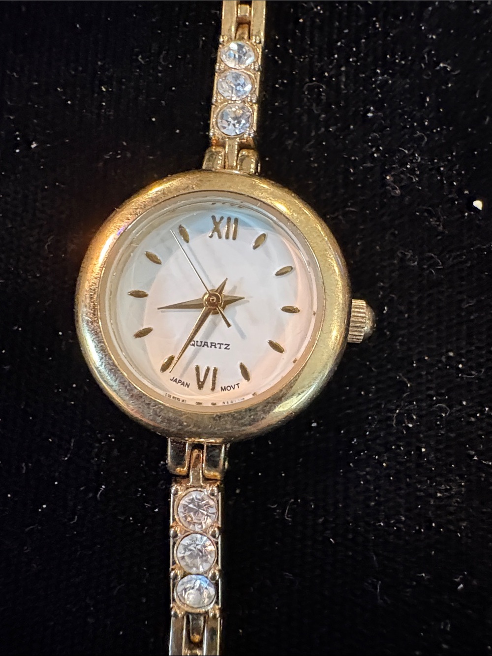 Gold Crystal Accent Women’s Quartz Bracelet Watch